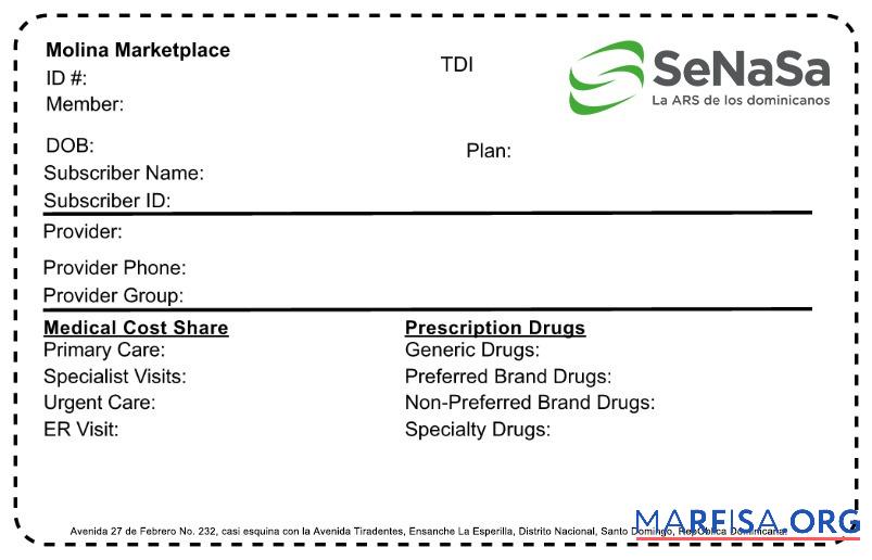 Realistic Dominican Republic health insurance card template